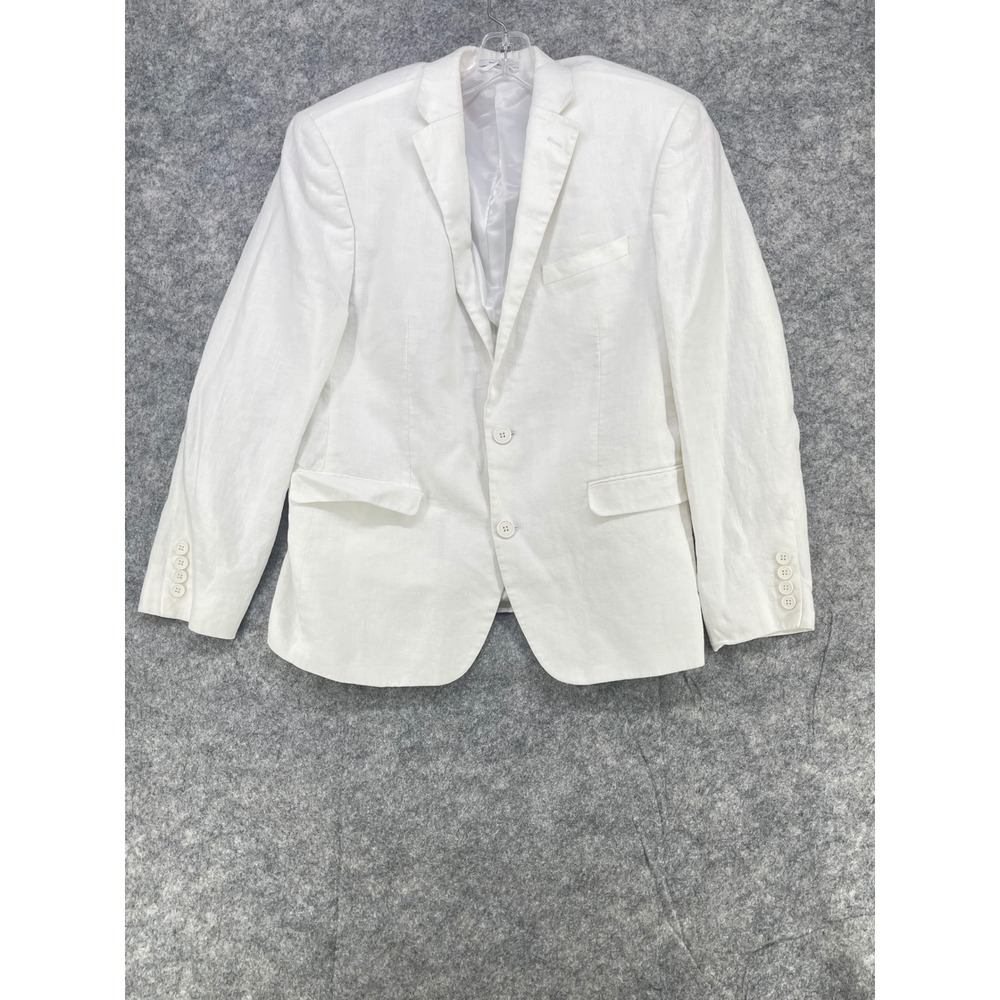 Bar III Blazer Men 40S White 100% Linen Slim Fit Two Button Sport Coat Party